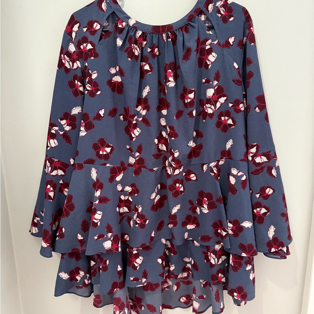 Lane Bryant Floral Blouse - Blue and Red